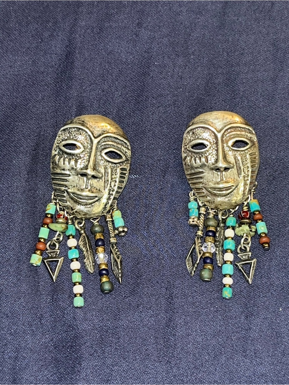 Sterling Silver Robert Shields Spirit Shaman Earrings with Turquoise and Charms